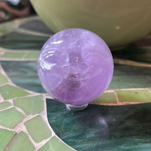 Amethyst Happy Face Sphere with RAINBOWS